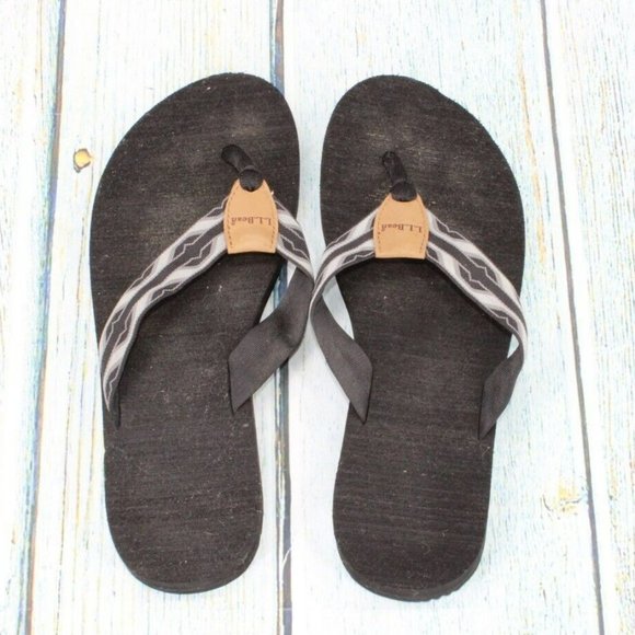 LL Bean Black Printed Nylon Flip Flops Summer Thong Sandals Size 11 M - Picture 7 of 9